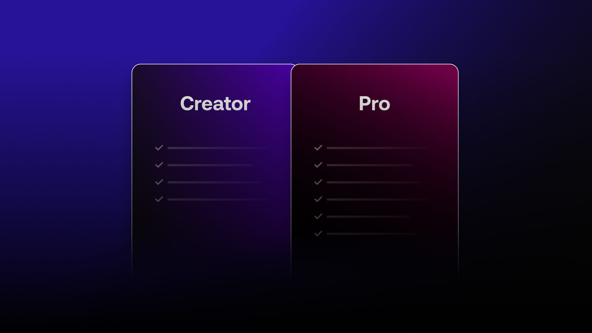 Images of Creator and Pro packages side by side