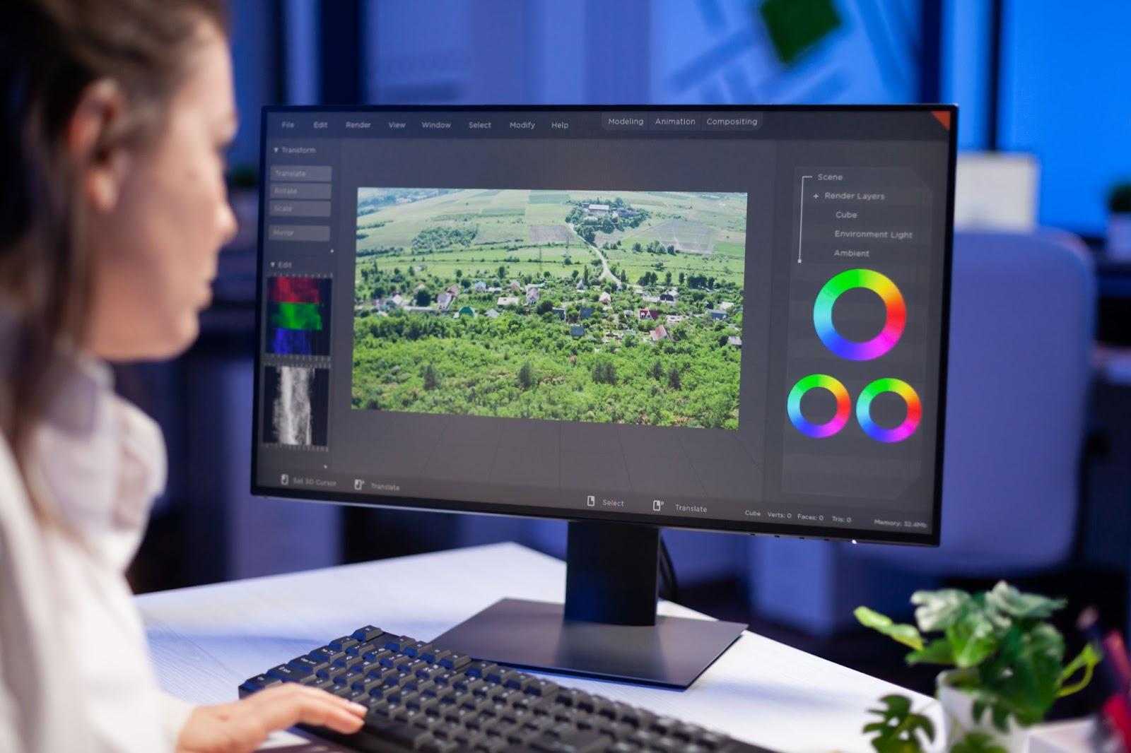 Editor using color grading tools