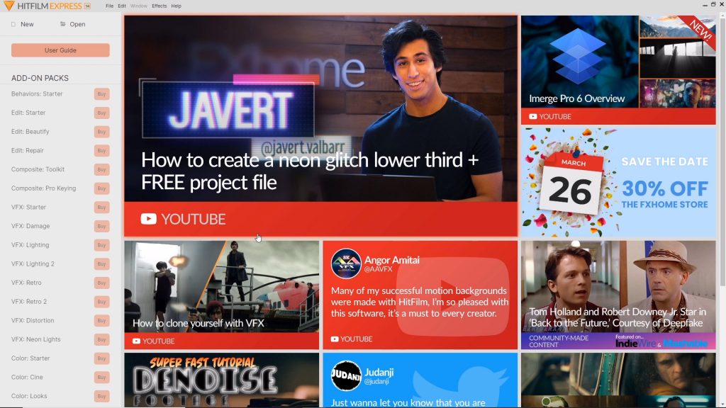 HitFilm Express homepage - free video editing software for YouTube